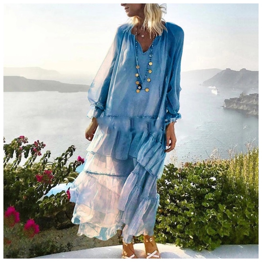 ❤️ The Lolah Sheer Ruffle Silk Dress - Picture 5 of 8